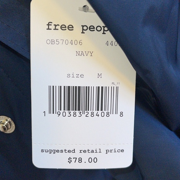 NWT- Free people navy zip up bomber  jacket. M - Picture 6 of 6